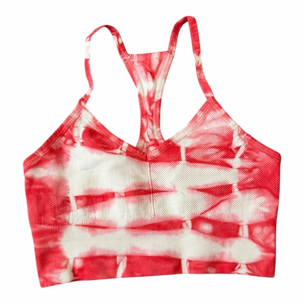 NUX Active One by One Red and White Tie Dye Sports Bra Women’s Size Small NWOT
